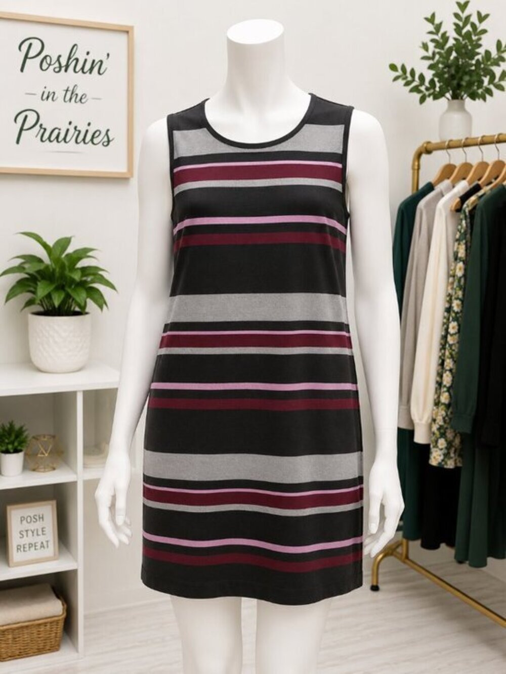 4 for $25 ✨ Joe Fresh Striped Sleeveless Shift Dress | Women's Medium ✨